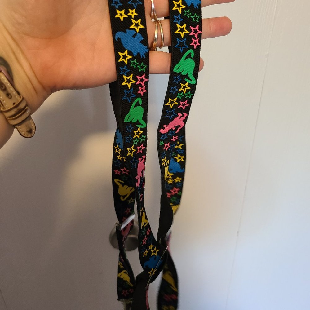 Hot Topic dinosaur suspenders